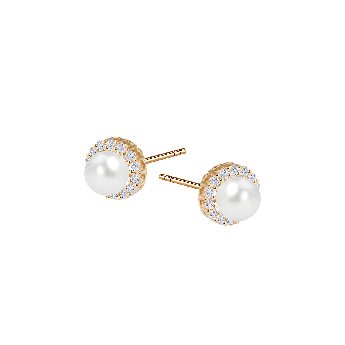 Kolczyki złote z perłami i cyrkoniami