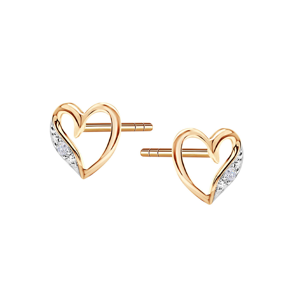 Kolczyki złote z diamentami - serca - Verona