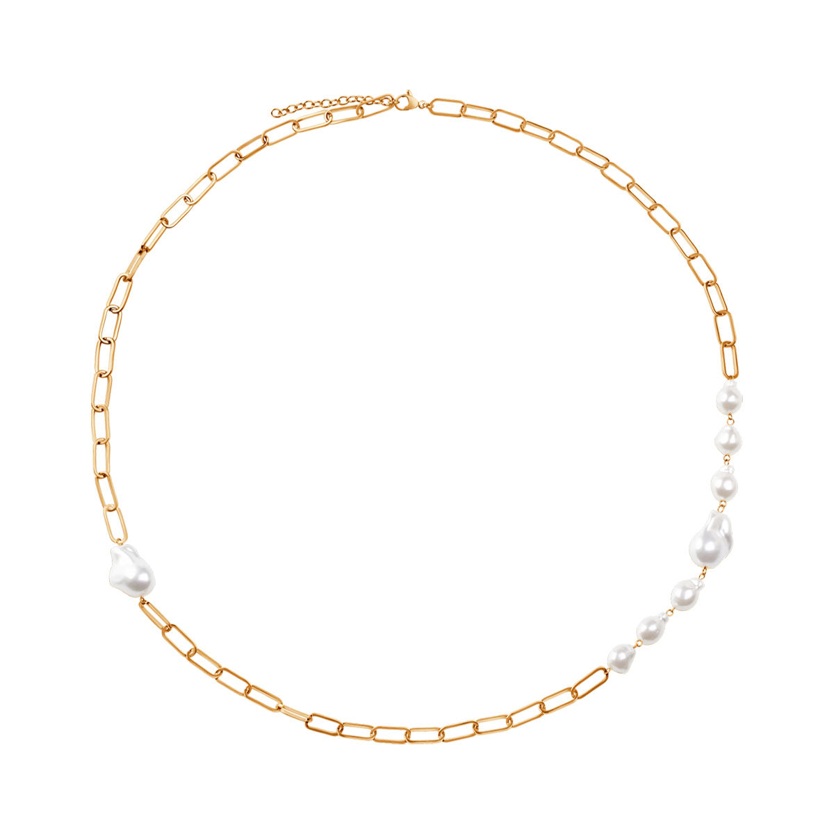 Naszyjnik stalowy z imitacją pereł - Moderno