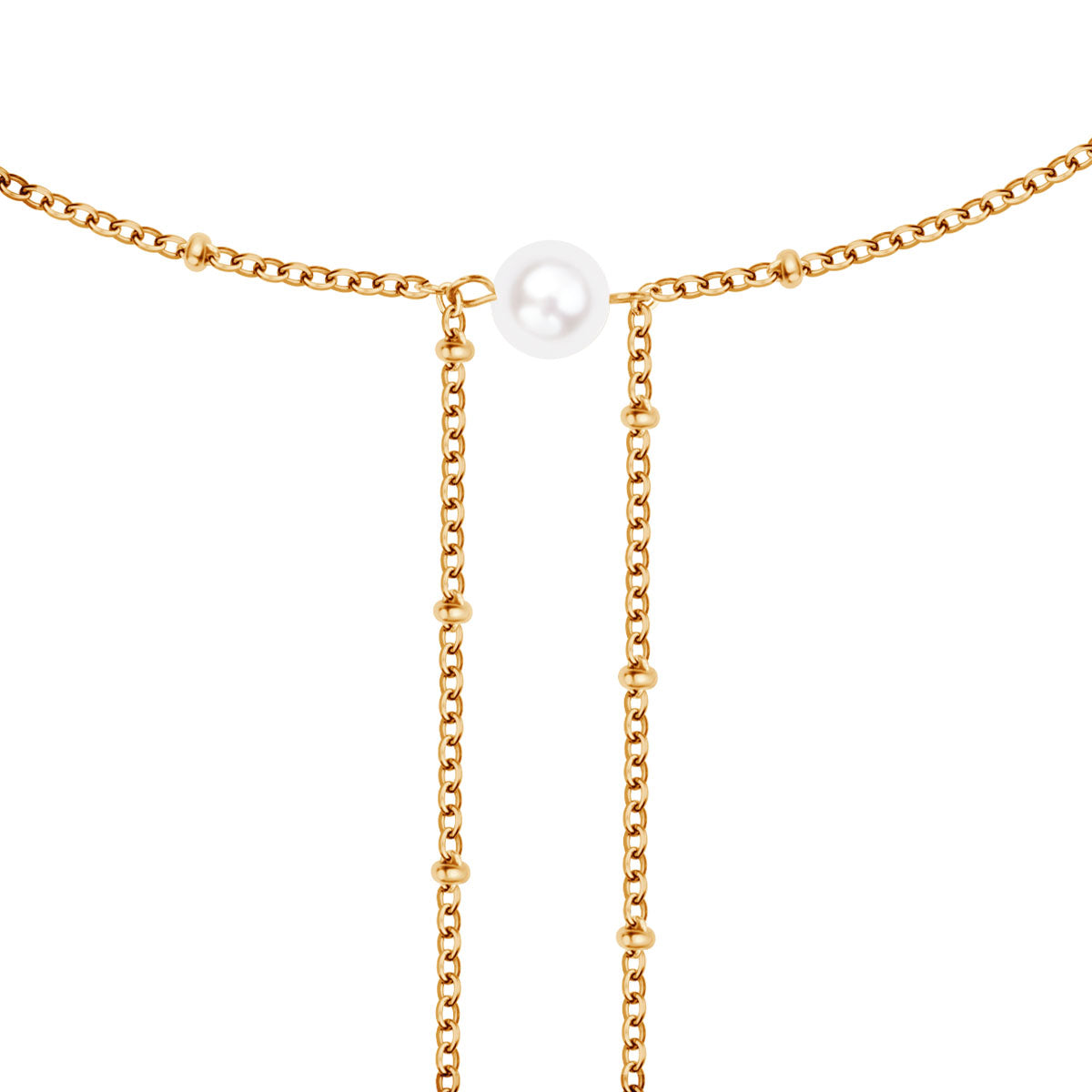 Naszyjnik na ciało ze stali z perłami - Moderno