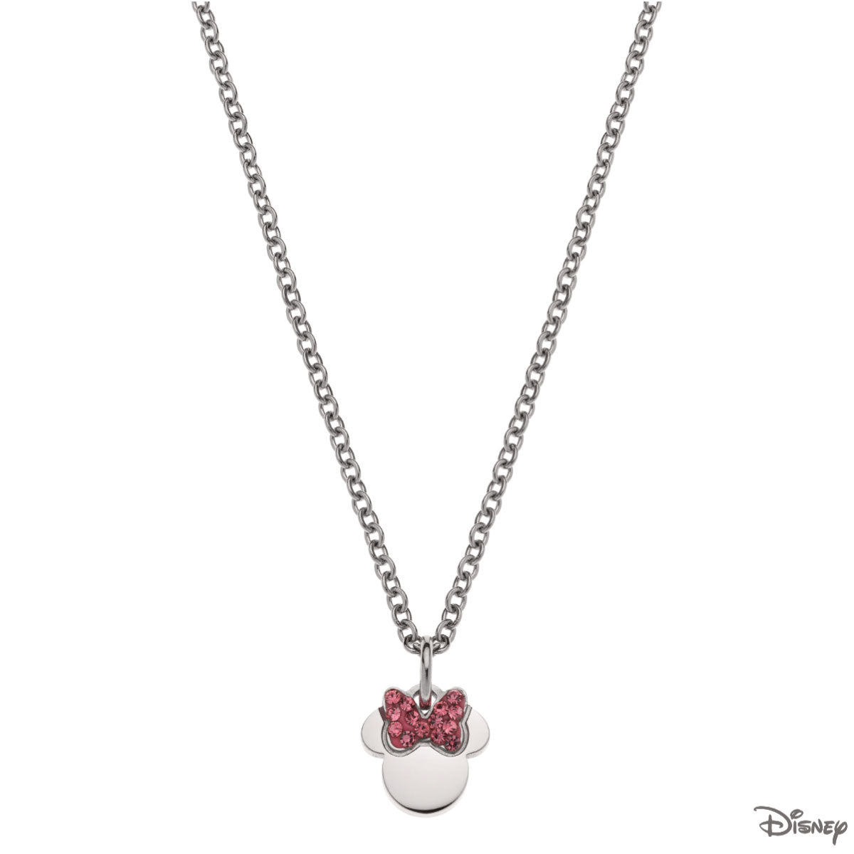 Naszyjnik stalowy z różowymi cyrkoniami - Myszka Minnie - Disney