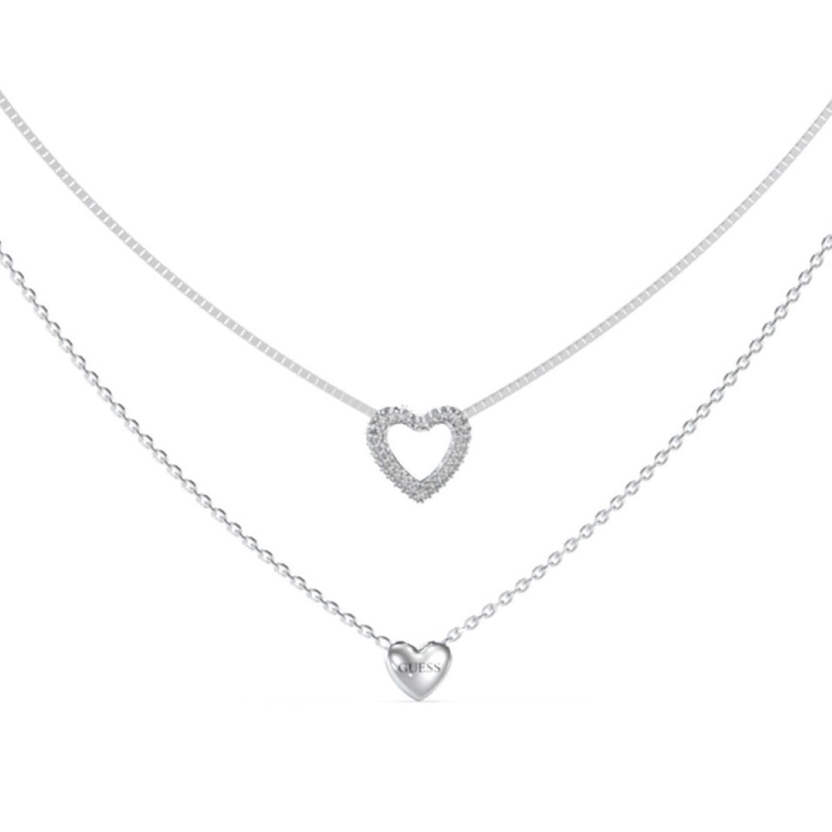 Naszyjnik stalowy - serca - Guess Beloved