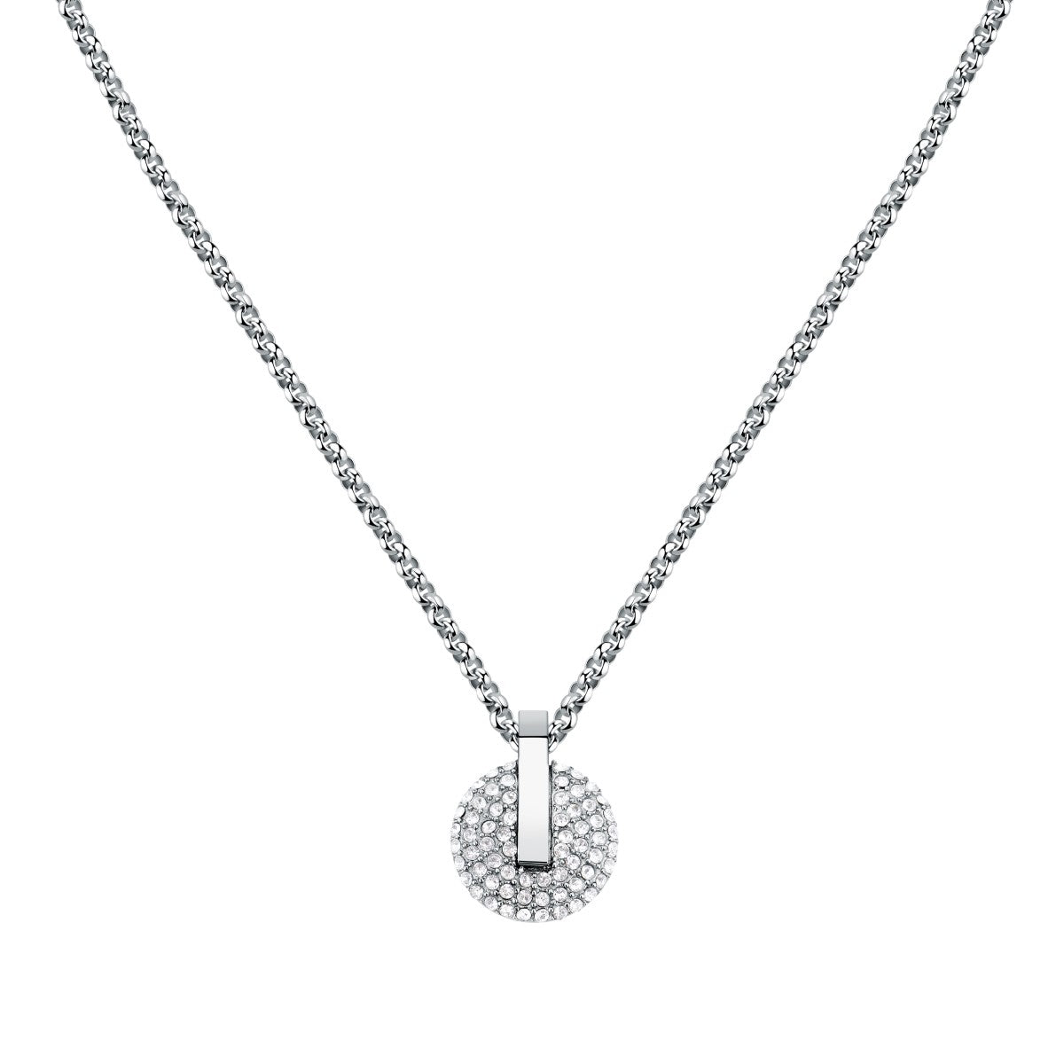 Naszyjnik stalowy z cyrkoniami - Trussardi T-Round