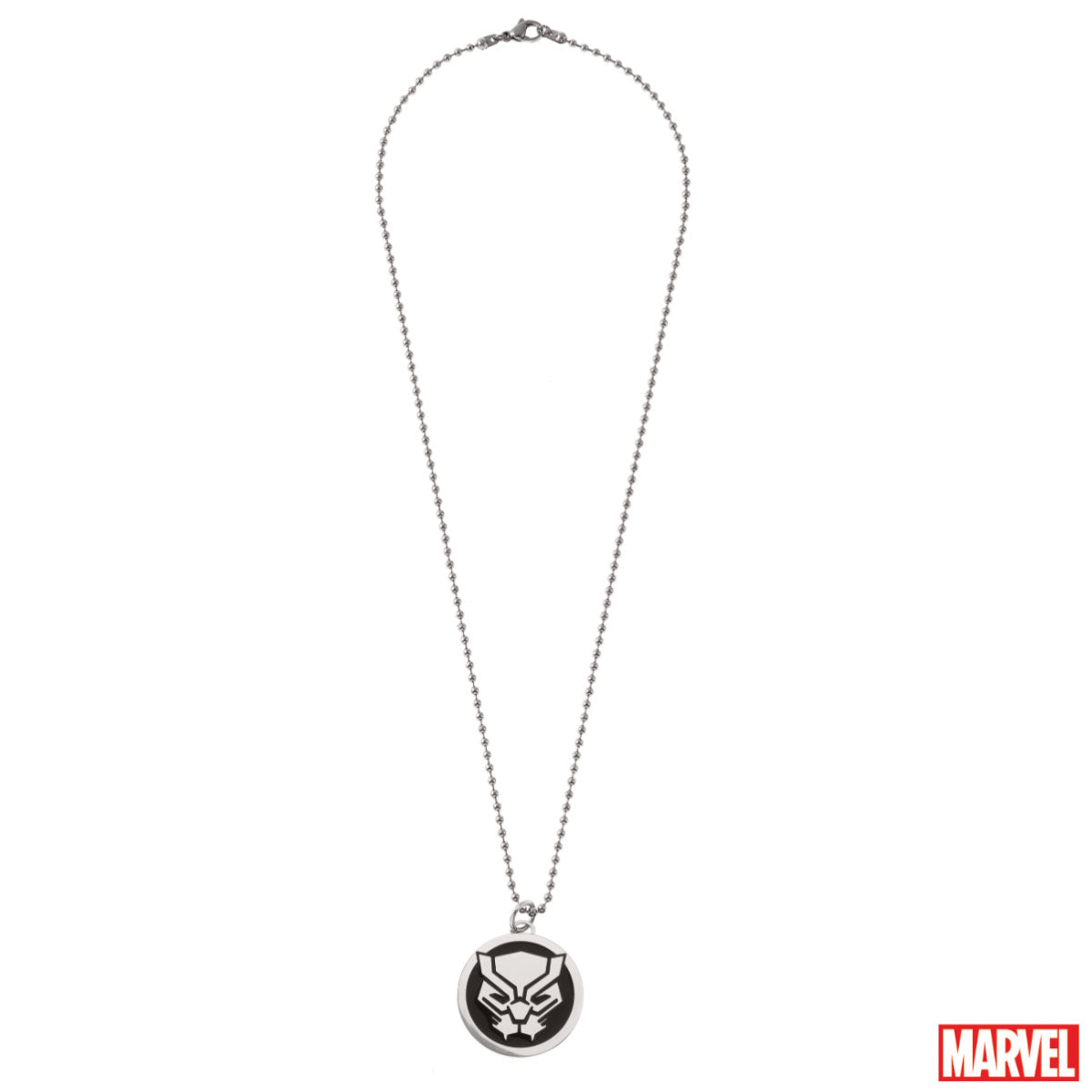 Naszyjnik stalowy z czarną emalią - Czarna Pantera - Marvel