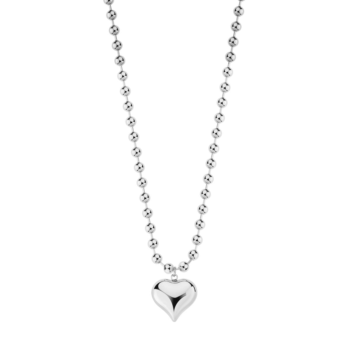 Naszyjnik stalowy - kulki - serce - Moderno