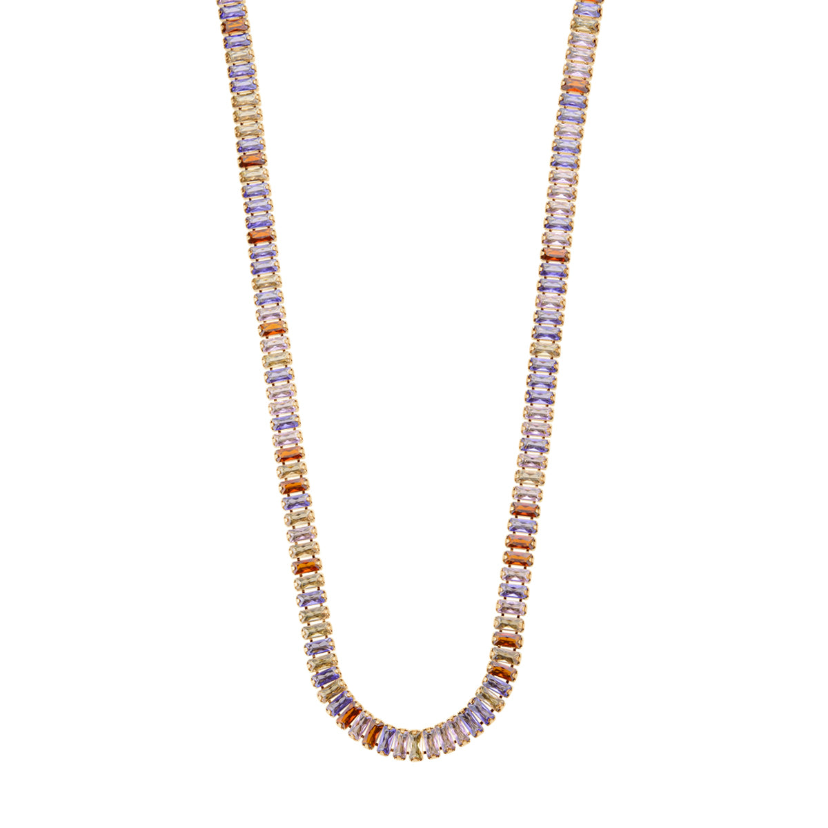 Naszyjnik stalowy z kolorowym szkłem - Moderno