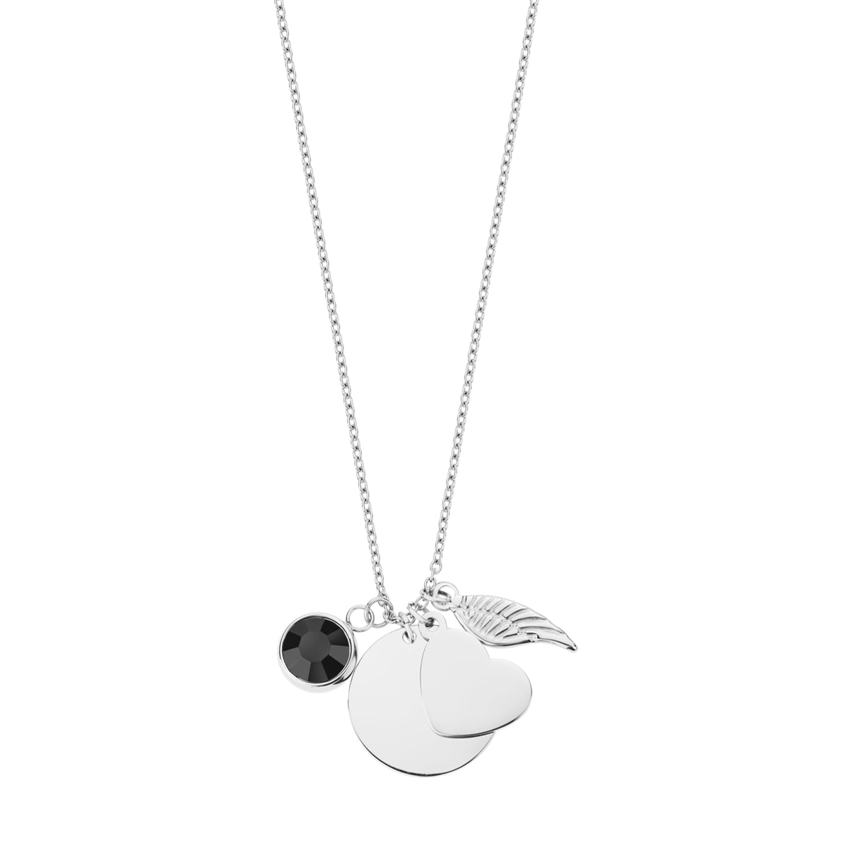 Naszyjnik stalowy - koło - serce - skrzydło - Moderno