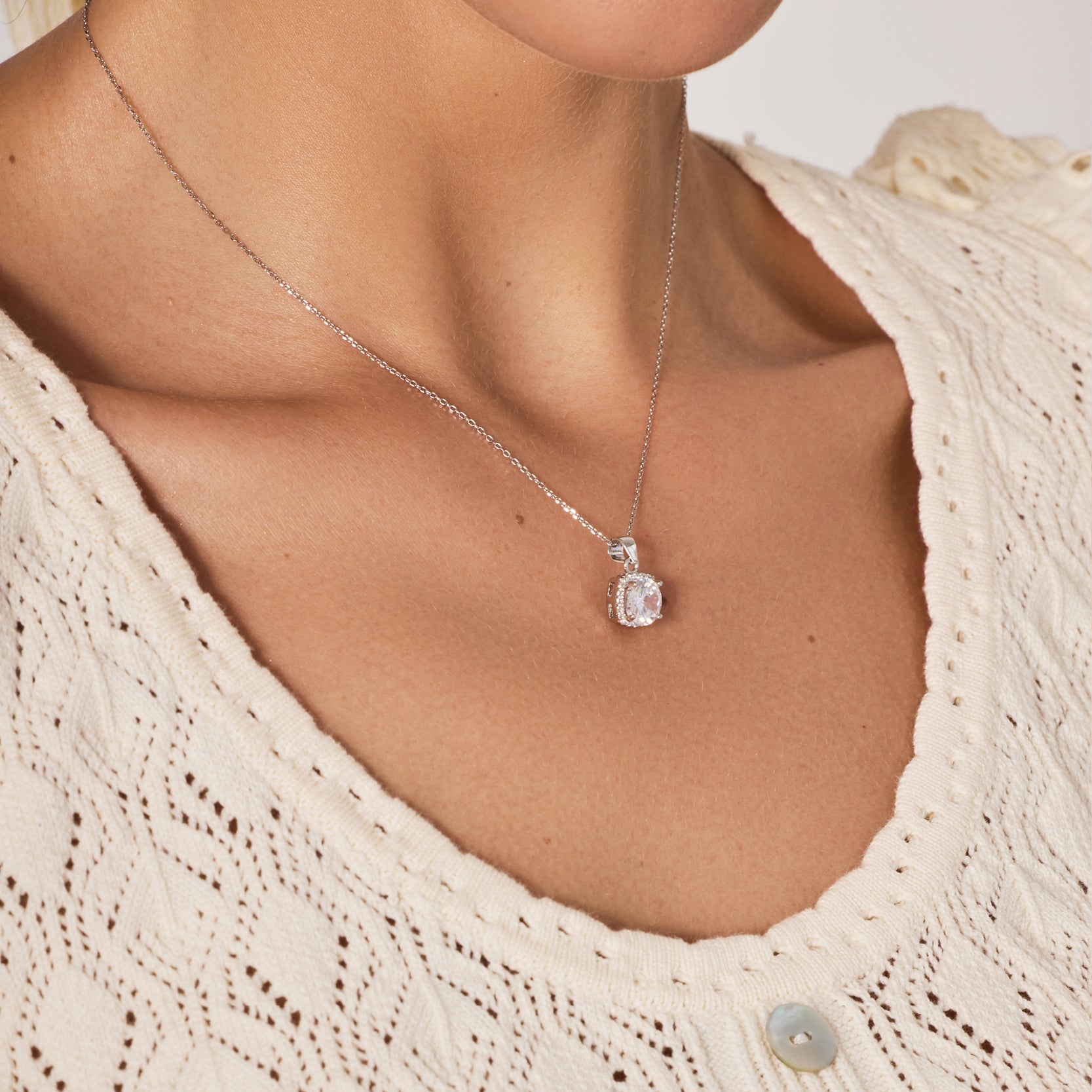 Naszyjnik srebrny z cyrkoniami - Verona