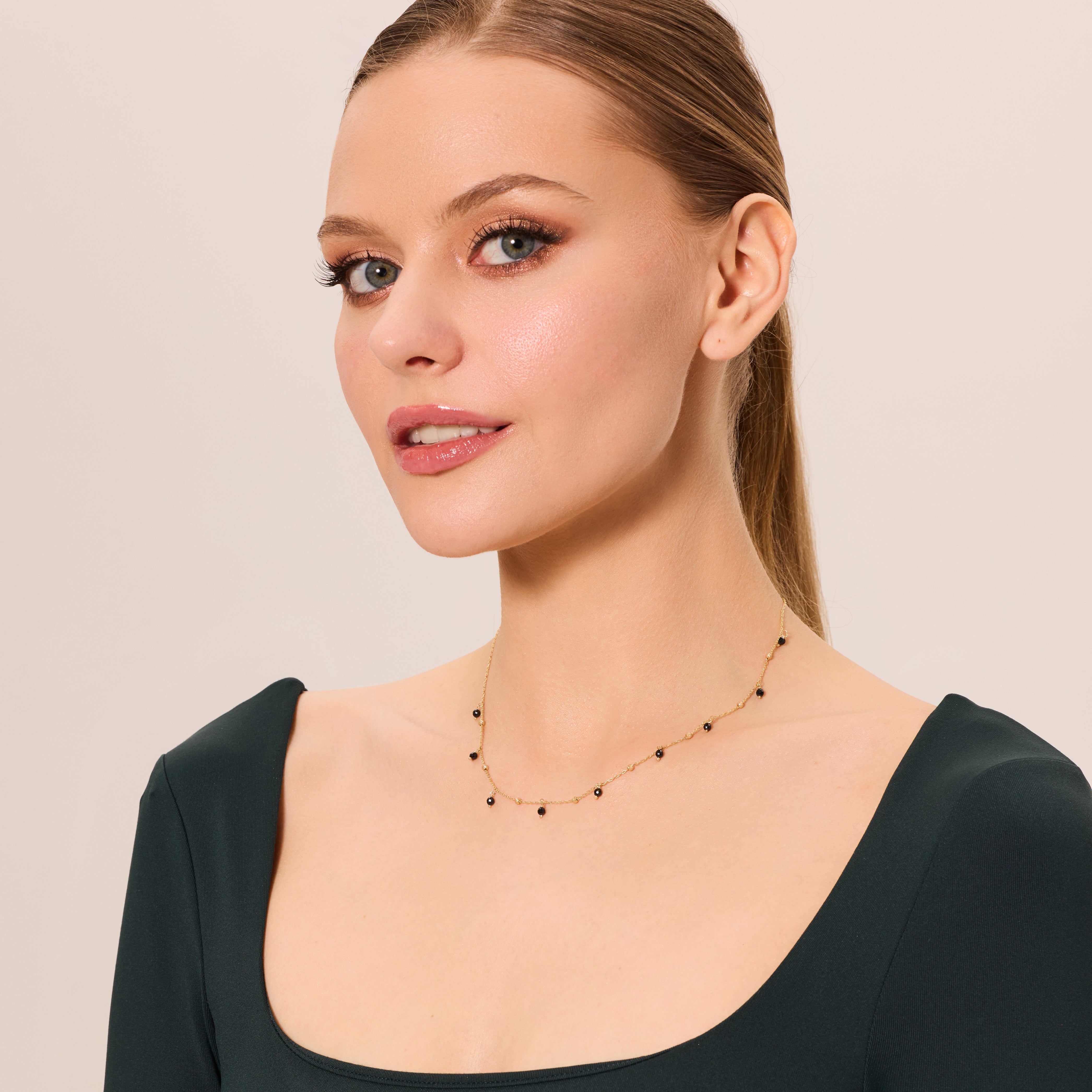 Naszyjnik srebrny pozłacany z cyrkoniami