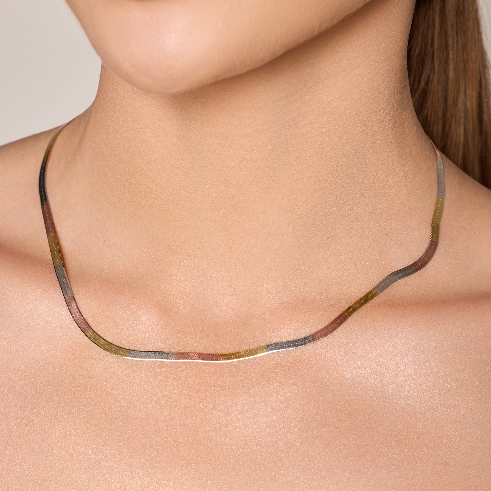 Naszyjnik srebrny trójkolorowy