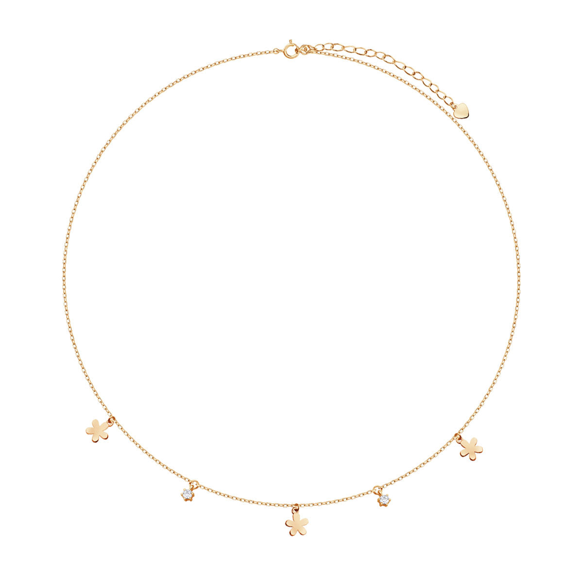 Naszyjnik srebrny pozłacany z cyrkoniami - kwiaty