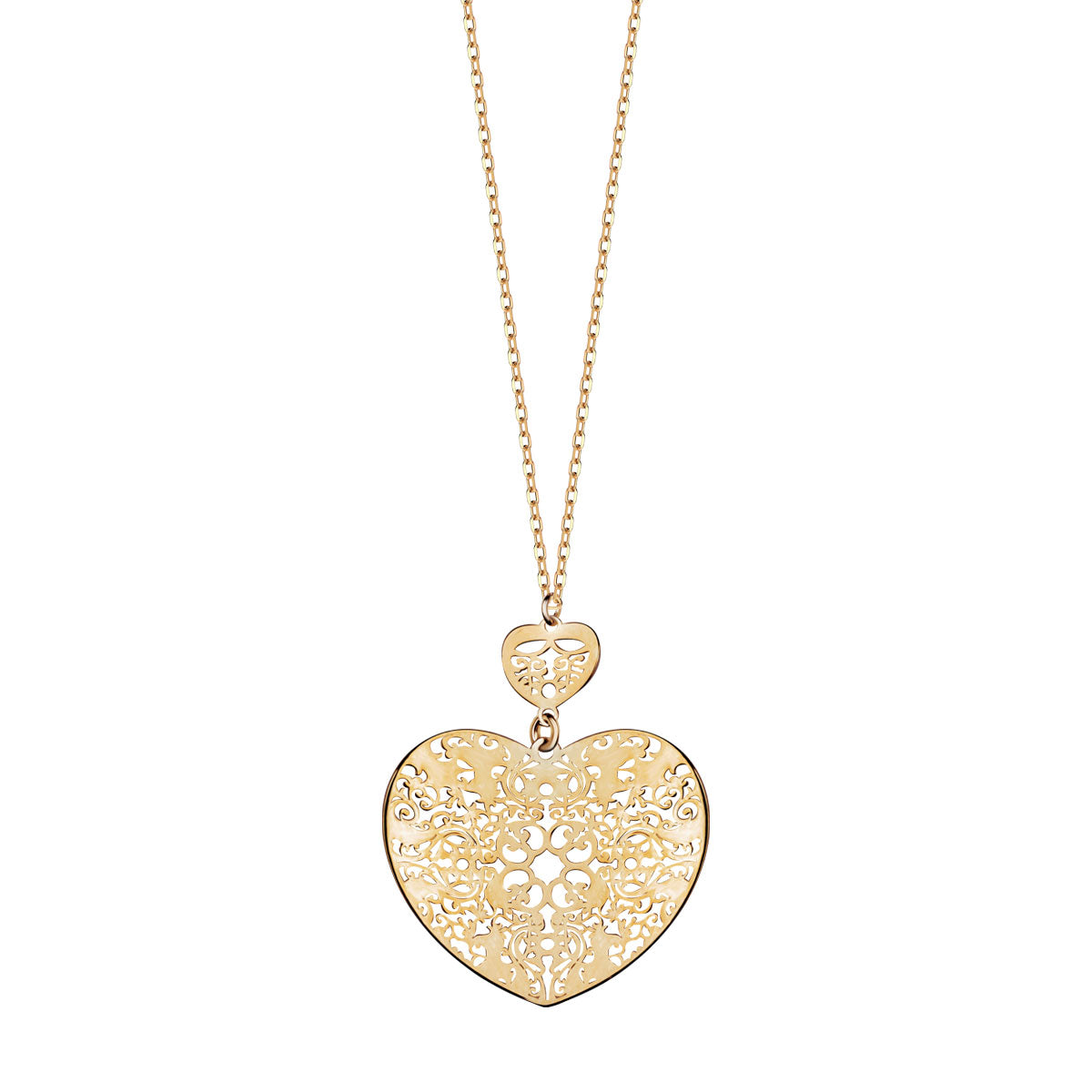 Naszyjnik srebrny pozłacany - serca