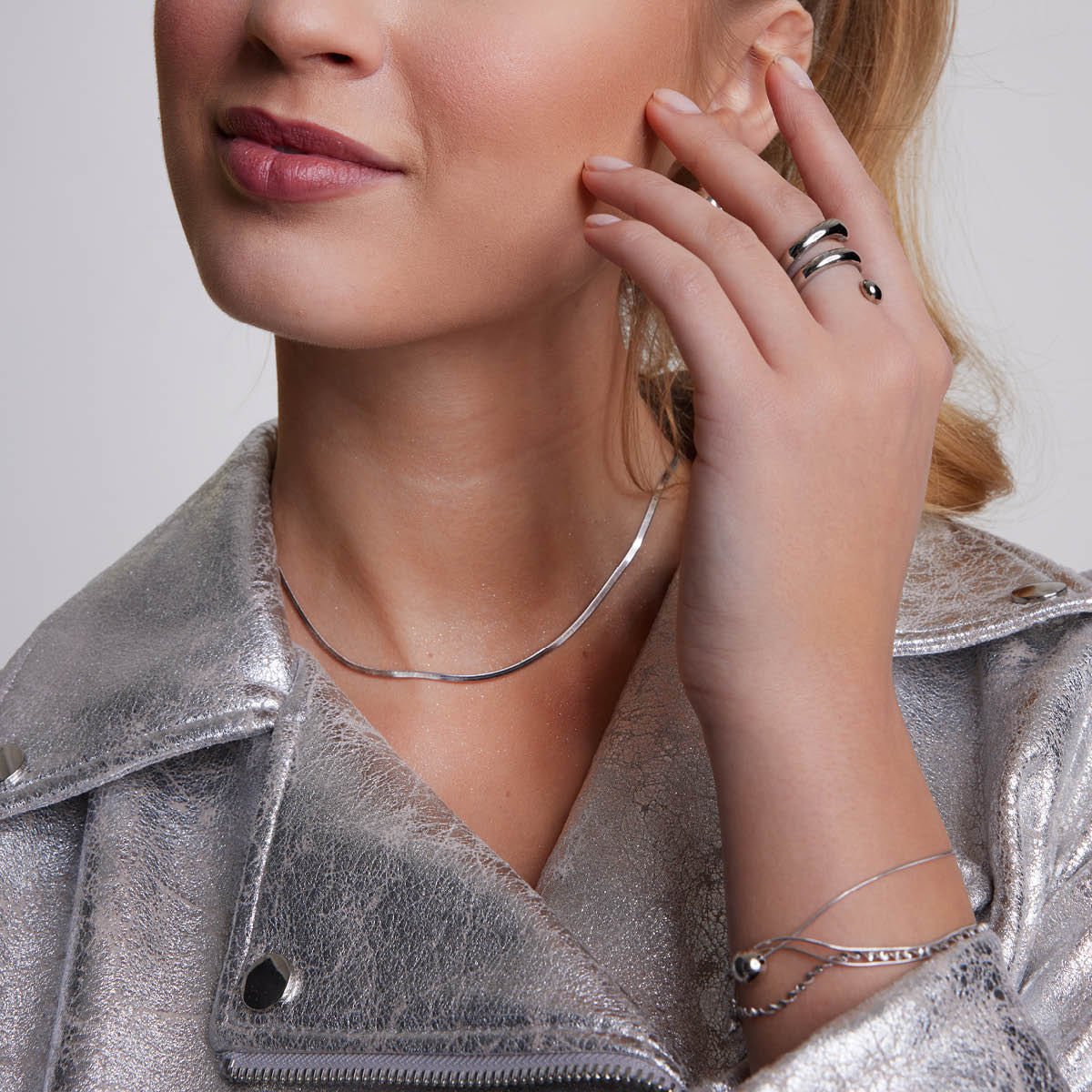 Naszyjnik srebrny - żmijka