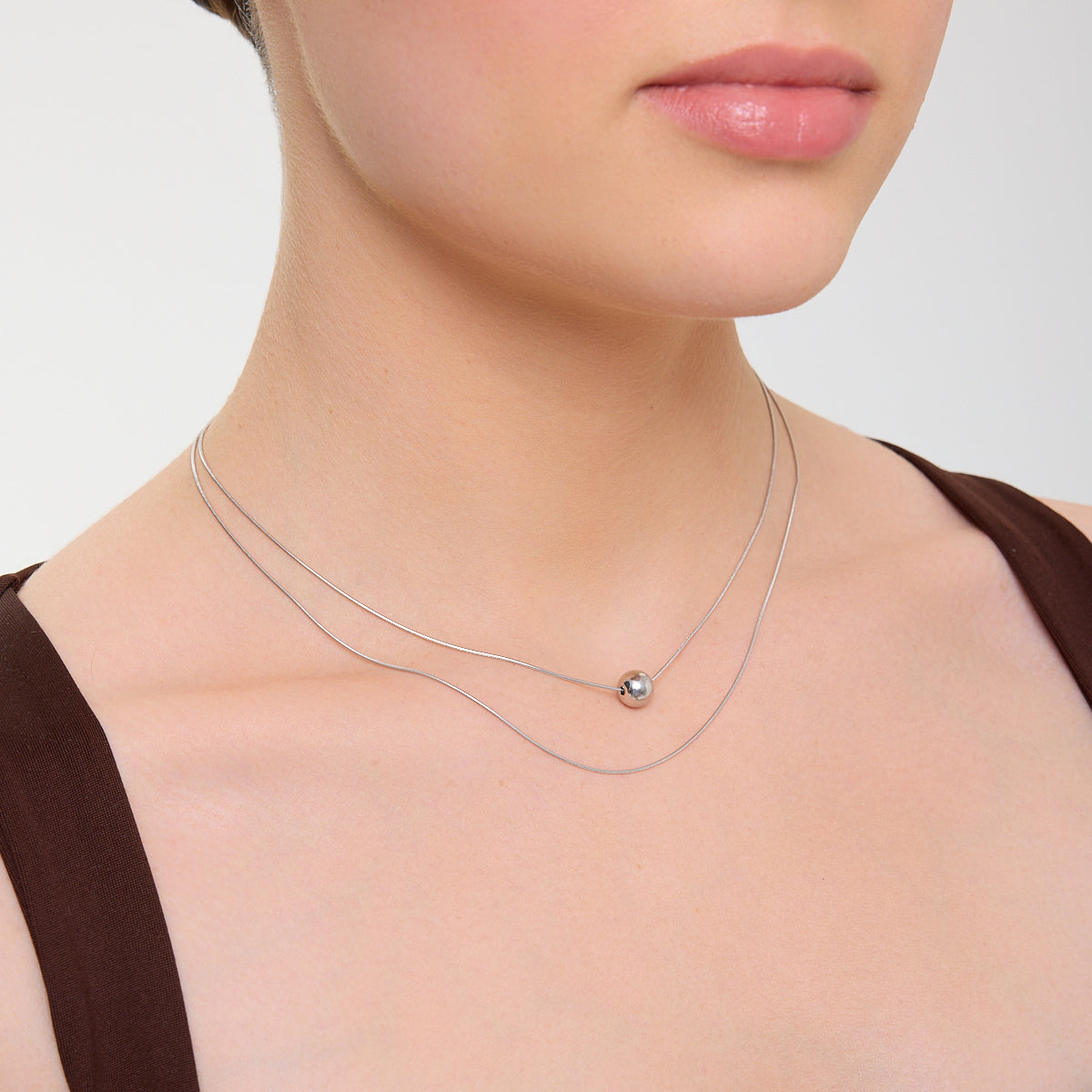 Naszyjnik srebrny kaskadowy - kulka