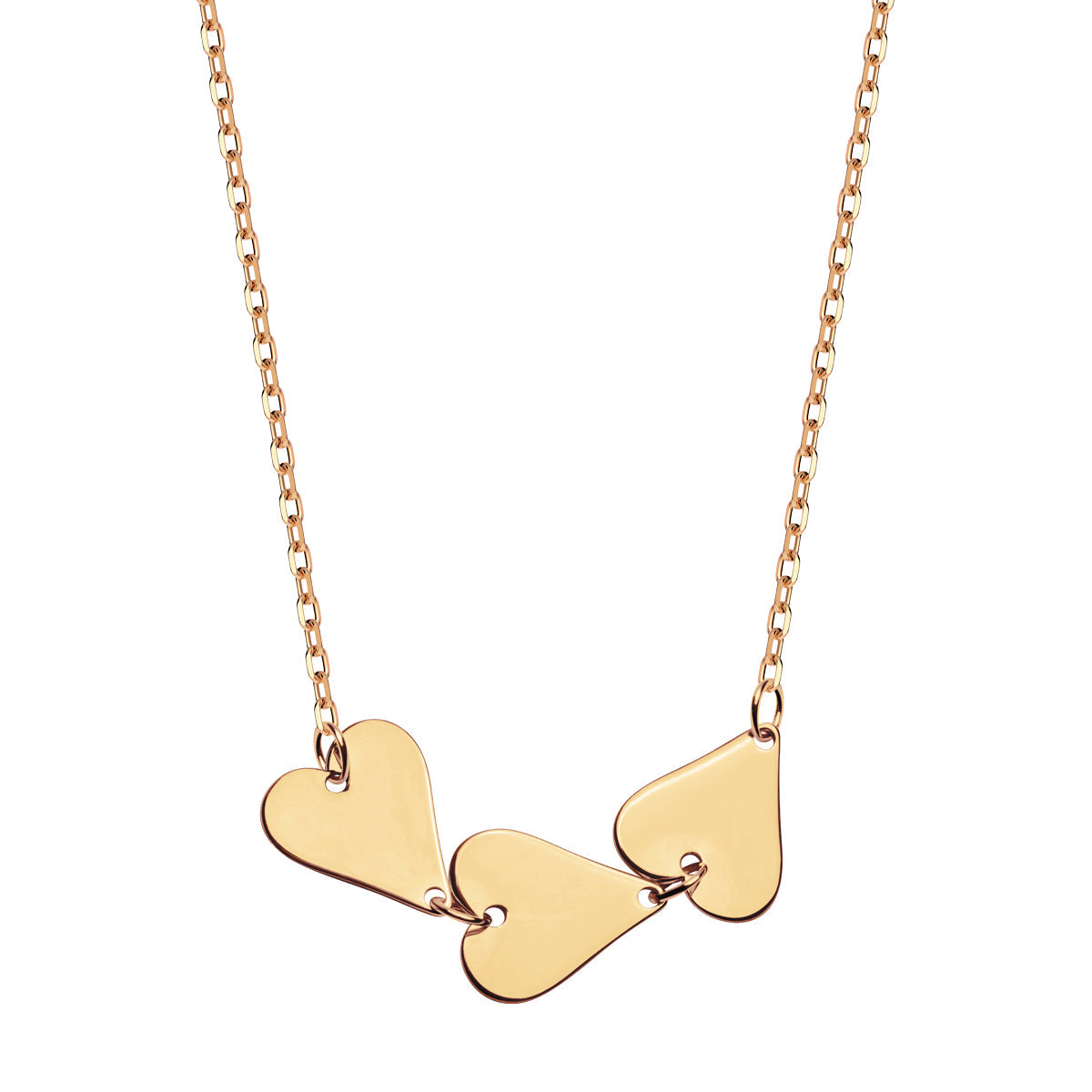 Naszyjnik srebrny pozłacany - serca