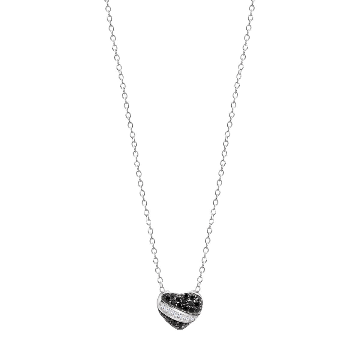 Naszyjnik srebrny z czarnymi cyrkoniami - serce