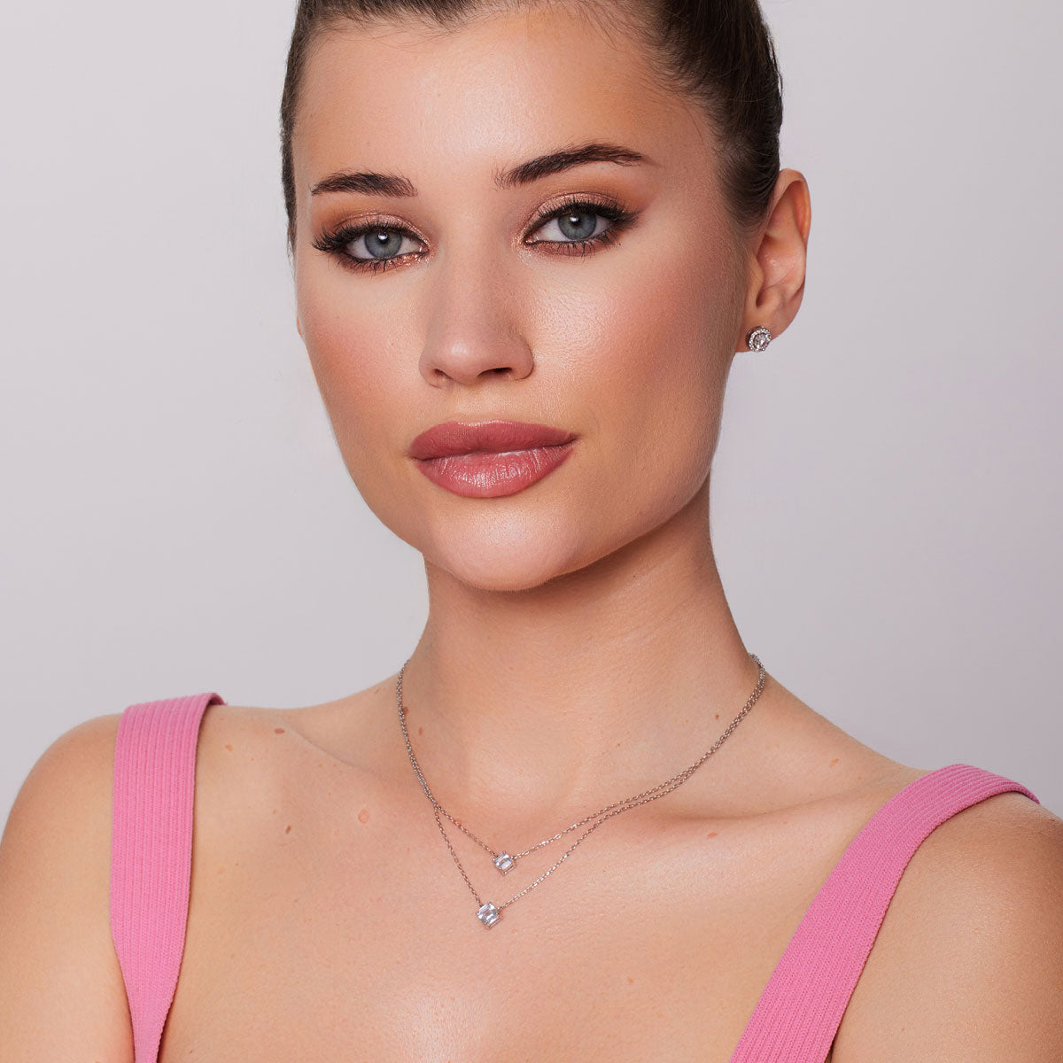 Naszyjnik srebrny kaskadowy z cyrkoniami