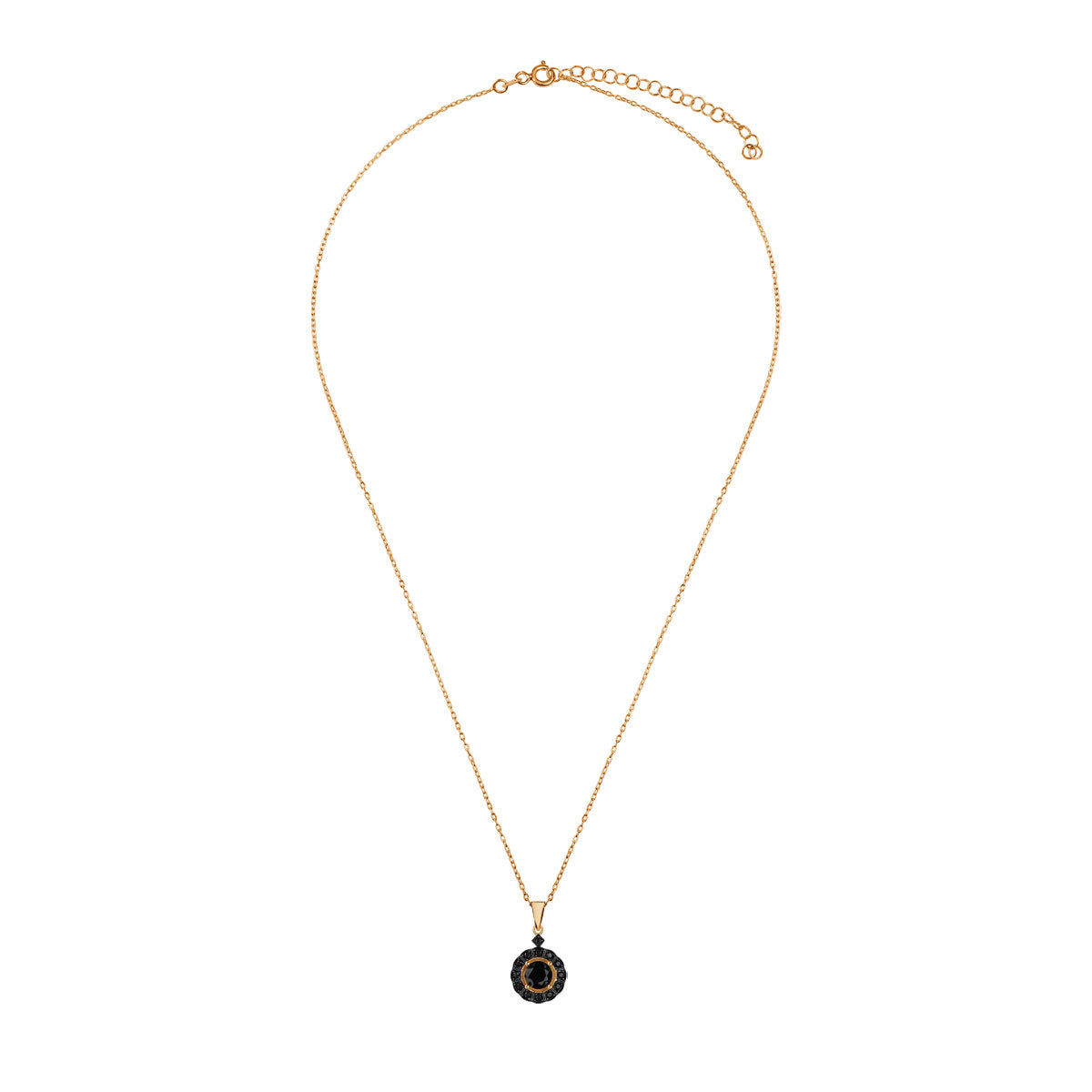 Naszyjnik srebrny pozłacany z czarnymi cyrkoniami