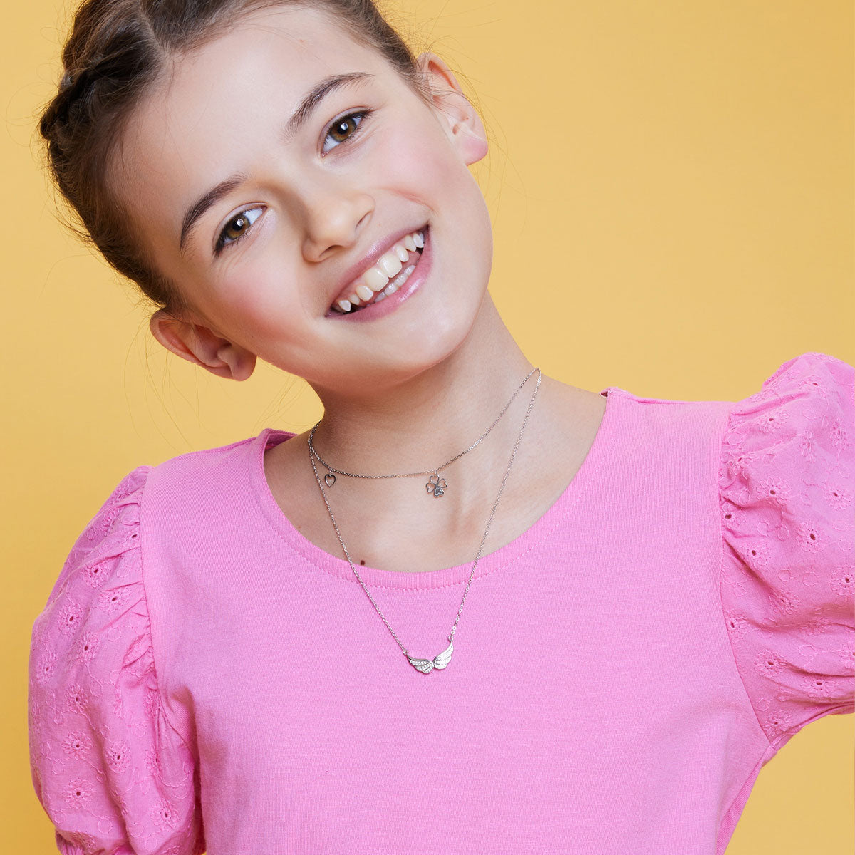 Naszyjnik srebrny z cyrkoniami- skrzydła