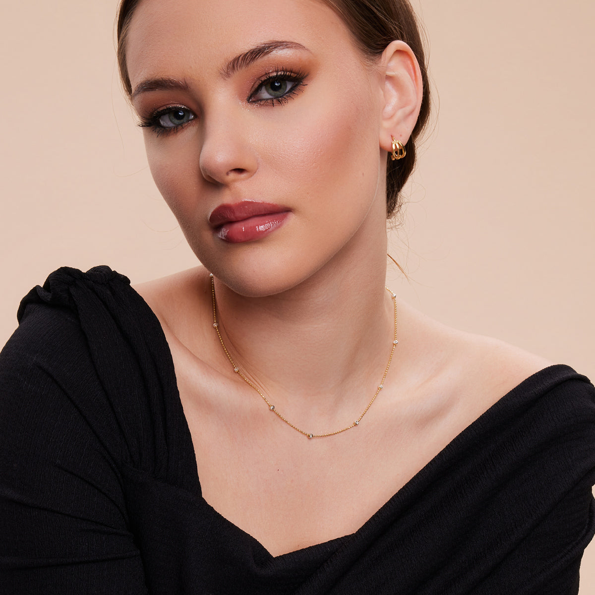 Naszyjnik srebrny pozłacany - kulki - Verona