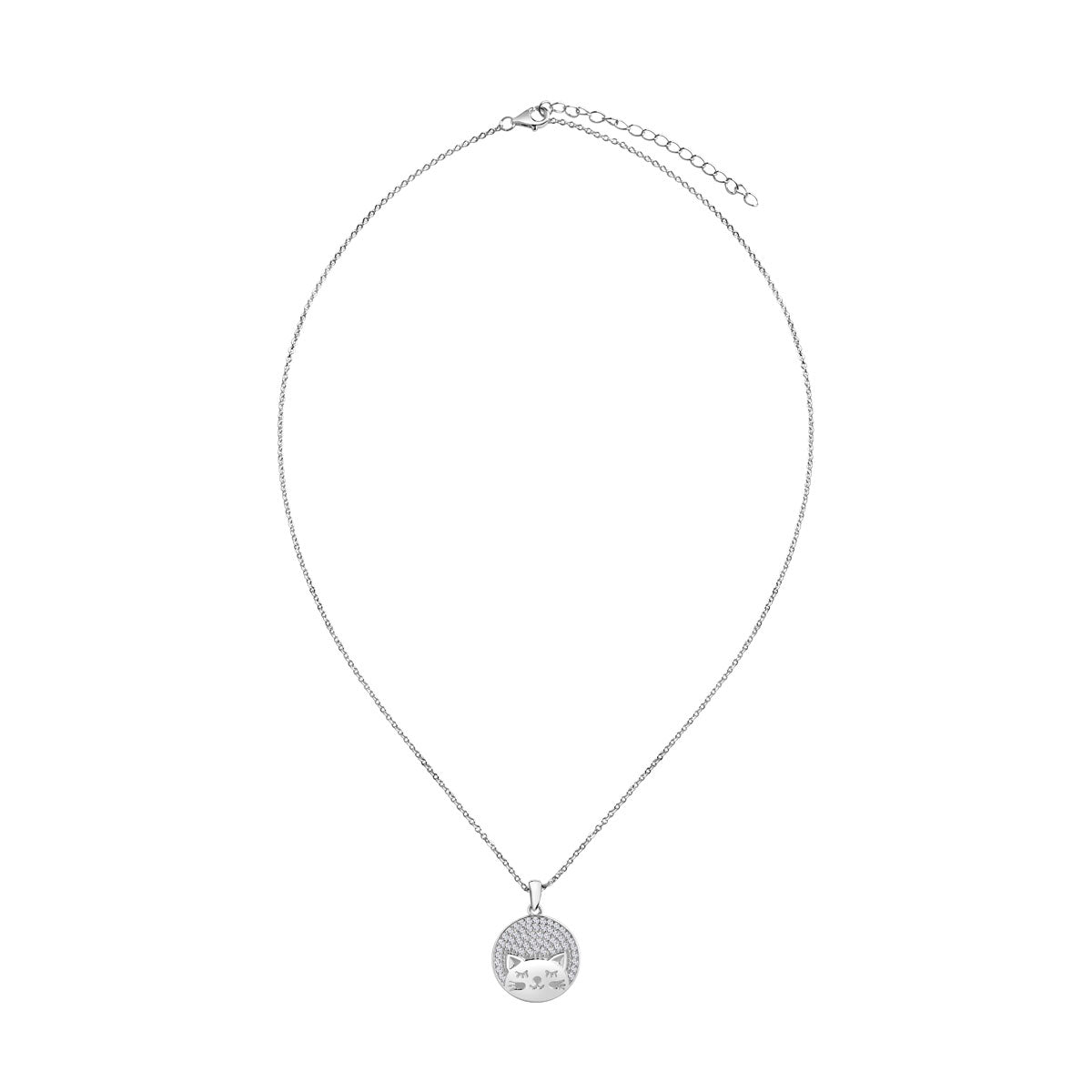 Naszyjnik srebrny z cyrkoniami - kot