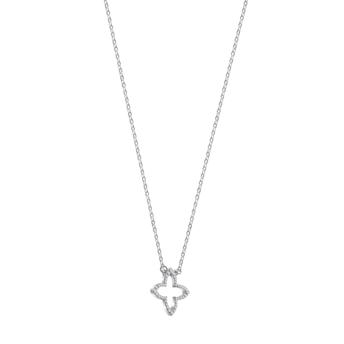 Naszyjnik srebrny z cyrkoniami - kwiat