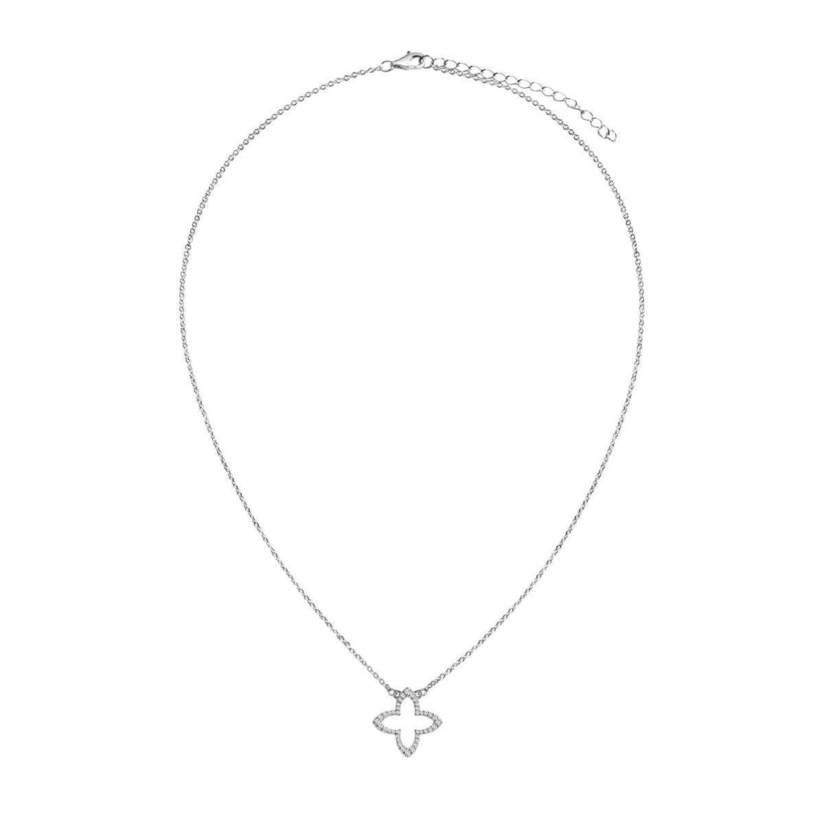 Naszyjnik srebrny z cyrkoniami - kwiat