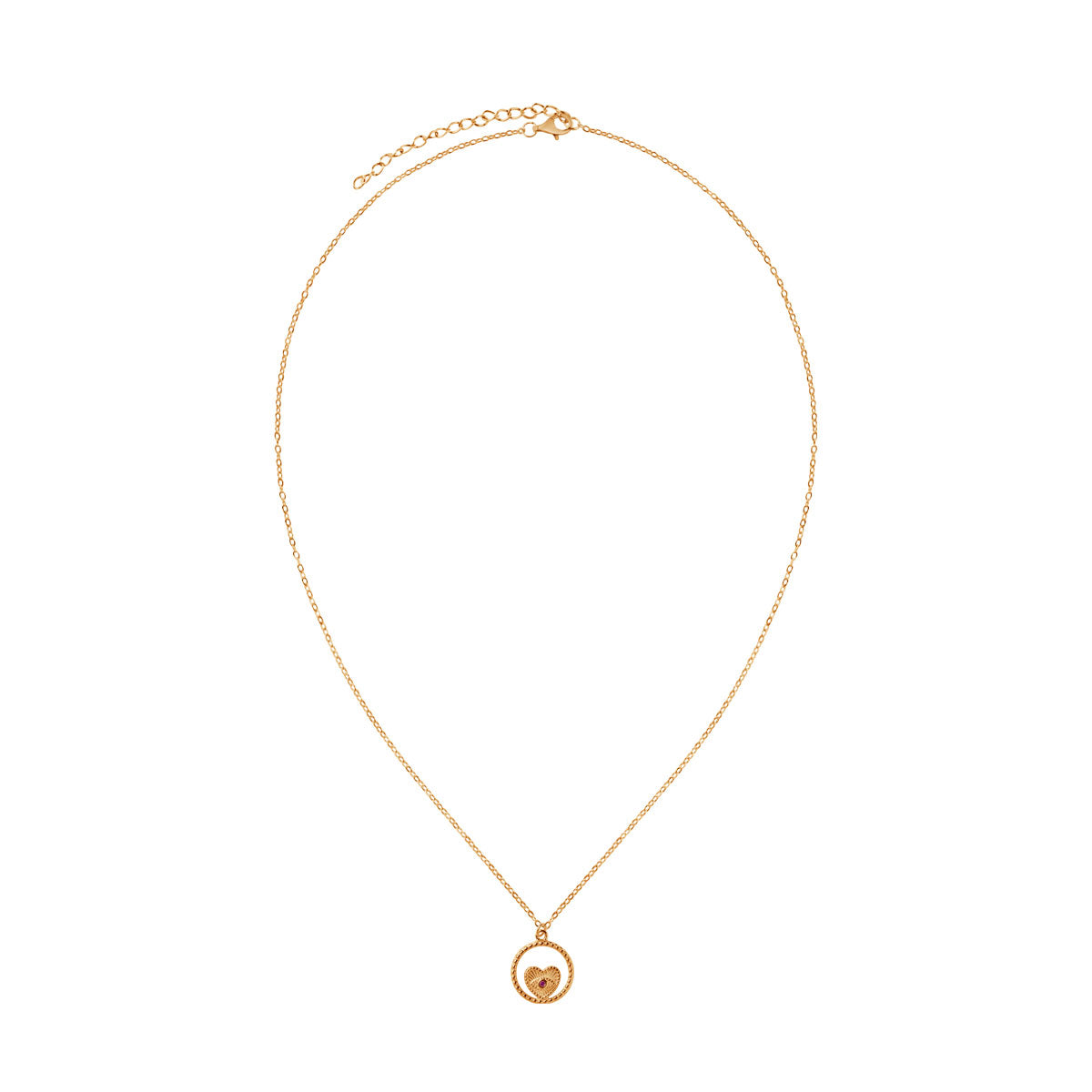 Naszyjnik srebrny pozłacany z różową cyrkonią - serce