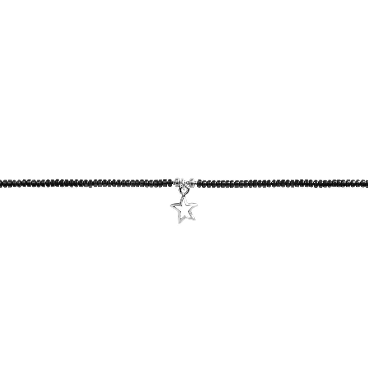 Naszyjnik srebrny z hematytem - gwiazda - Grafito