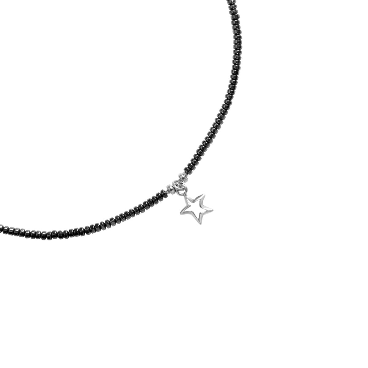 Naszyjnik srebrny z hematytem - gwiazda - Grafito