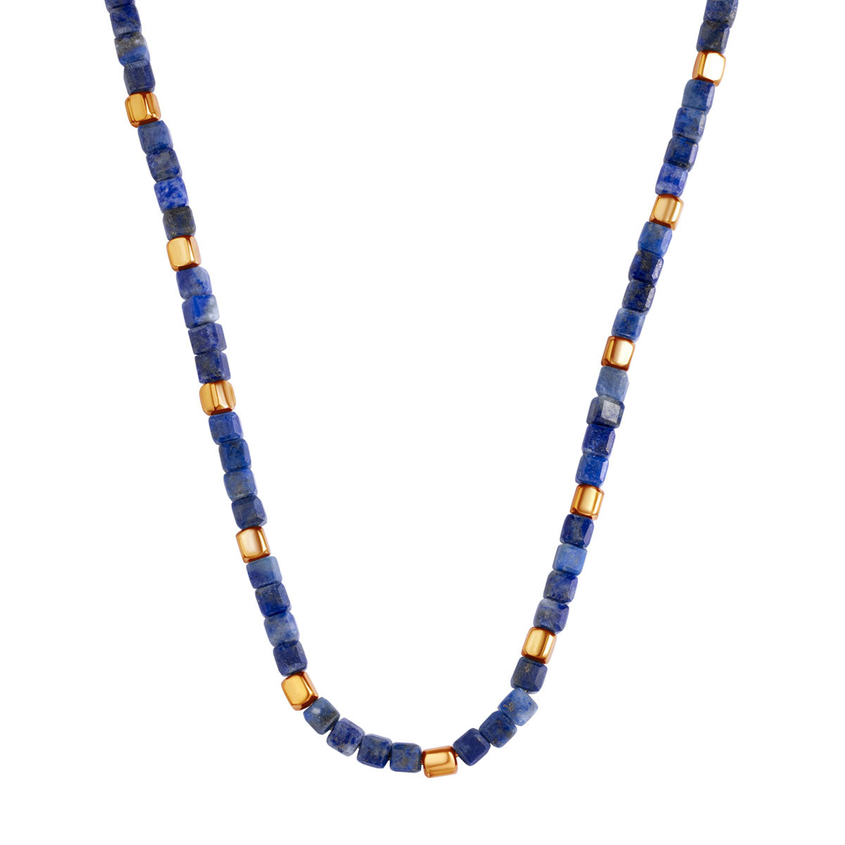 Naszyjnik srebrny pozłacany z lapis lazuli
