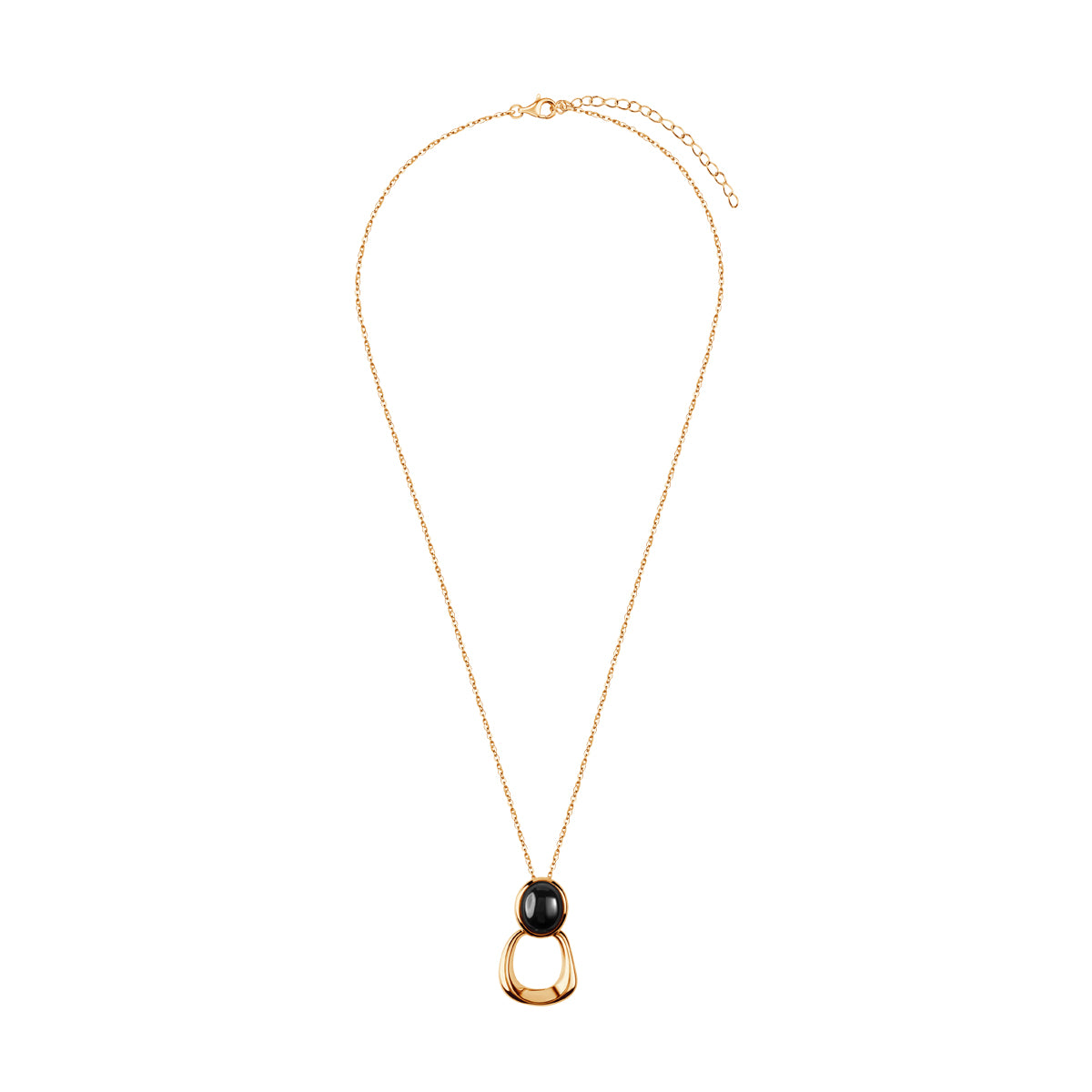 Naszyjnik srebrny pozłacany z onyksem