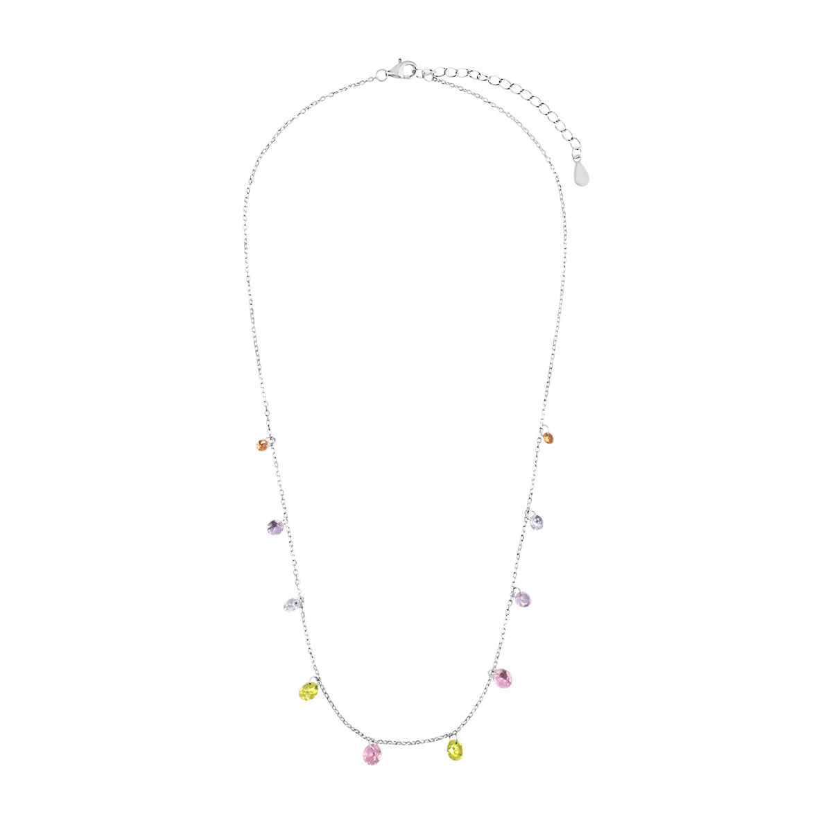 Naszyjnik srebrny z kolorowymi cyrkoniami