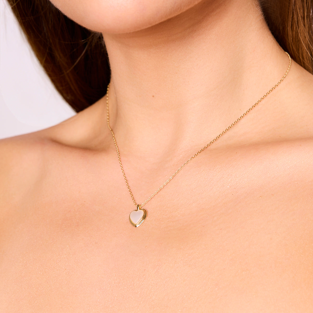 Naszyjnik srebrny pozłacany z masą perłową - serce