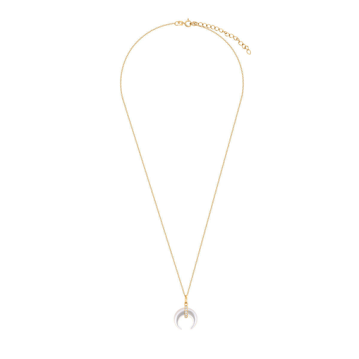 Naszyjnik srebrny pozłacany z cyrkoniami i masą perłową - księżyc