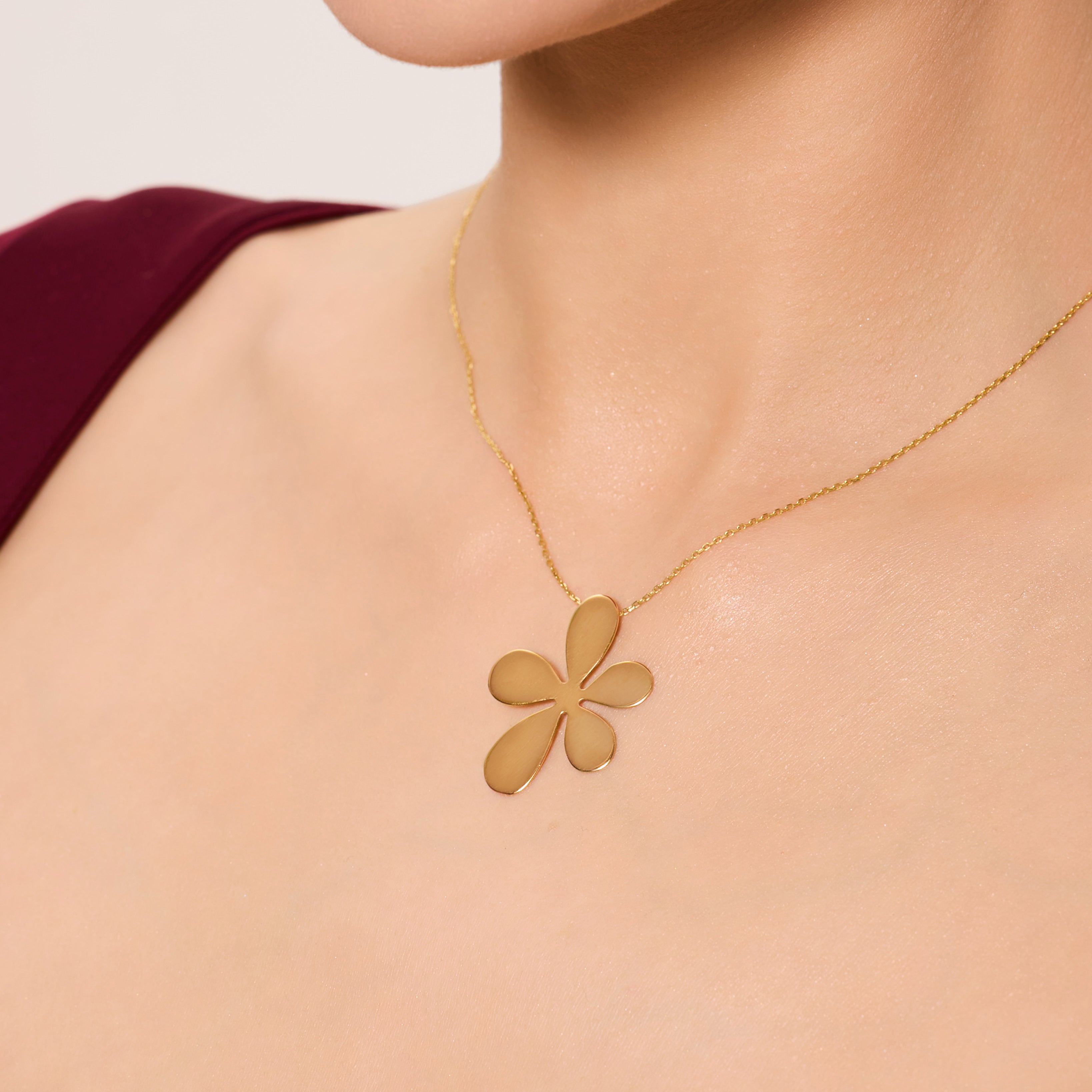 Naszyjnik srebrny pozłacany - kwiat - Natura