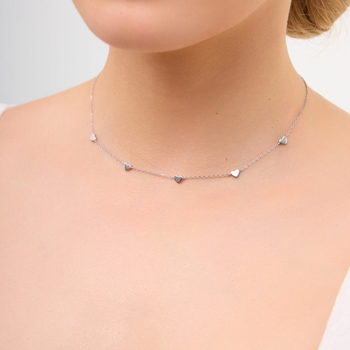 Naszyjnik srebrny - serca