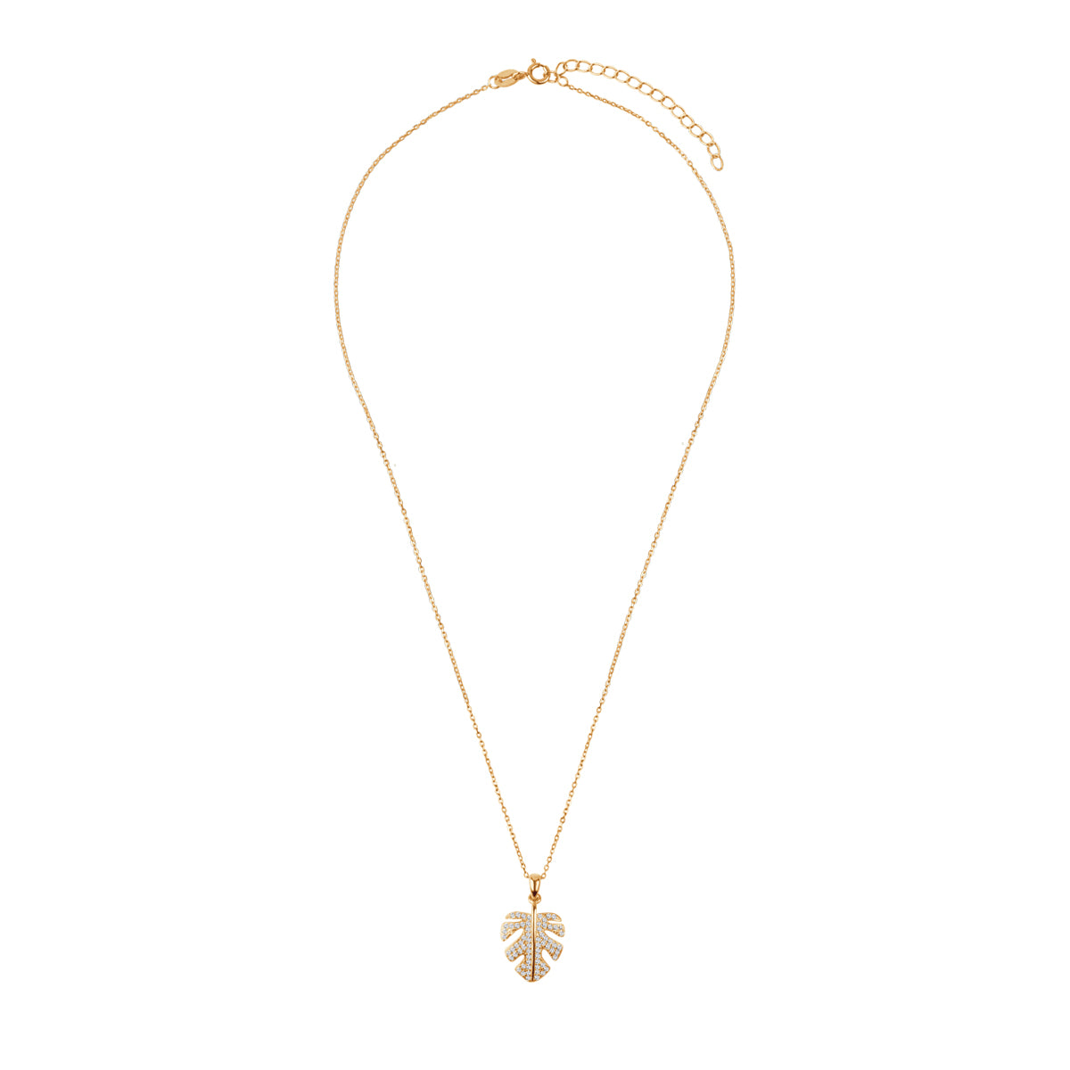 Naszyjnik srebrny pozłacany z cyrkoniami - montsera