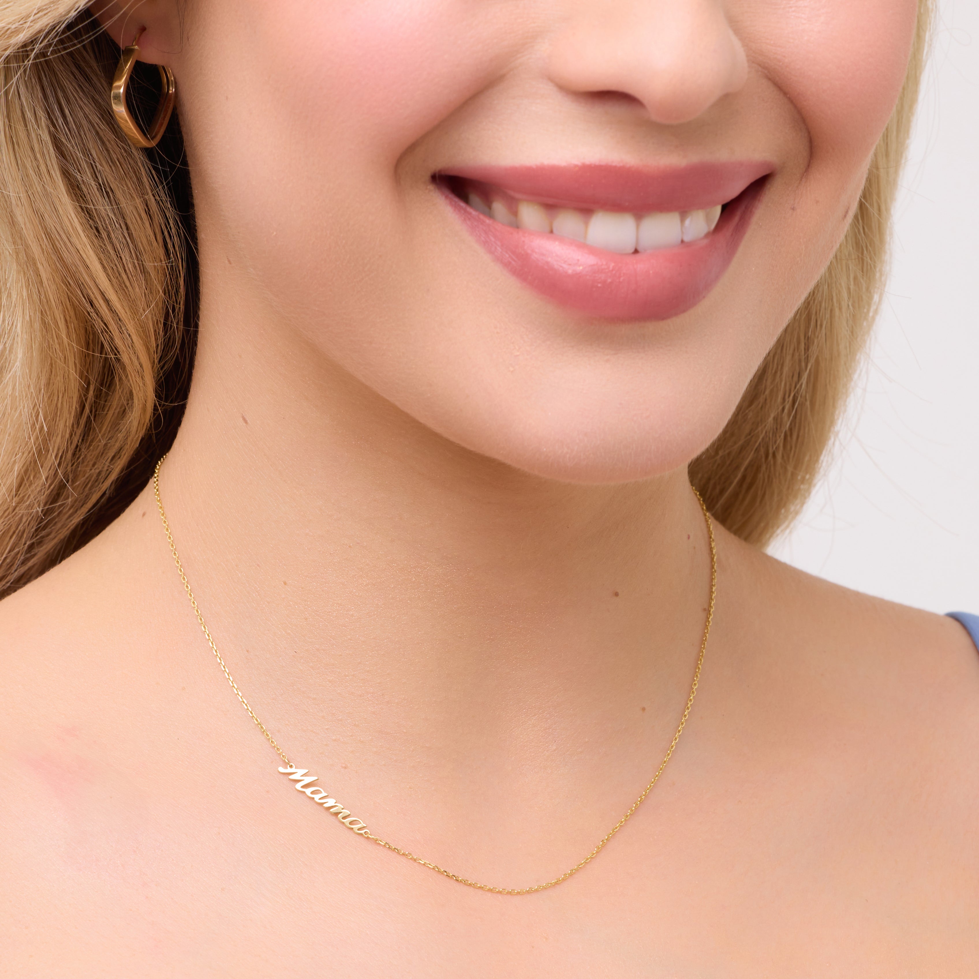 Naszyjnik srebrny pozłacany - mama - Mommy & Me