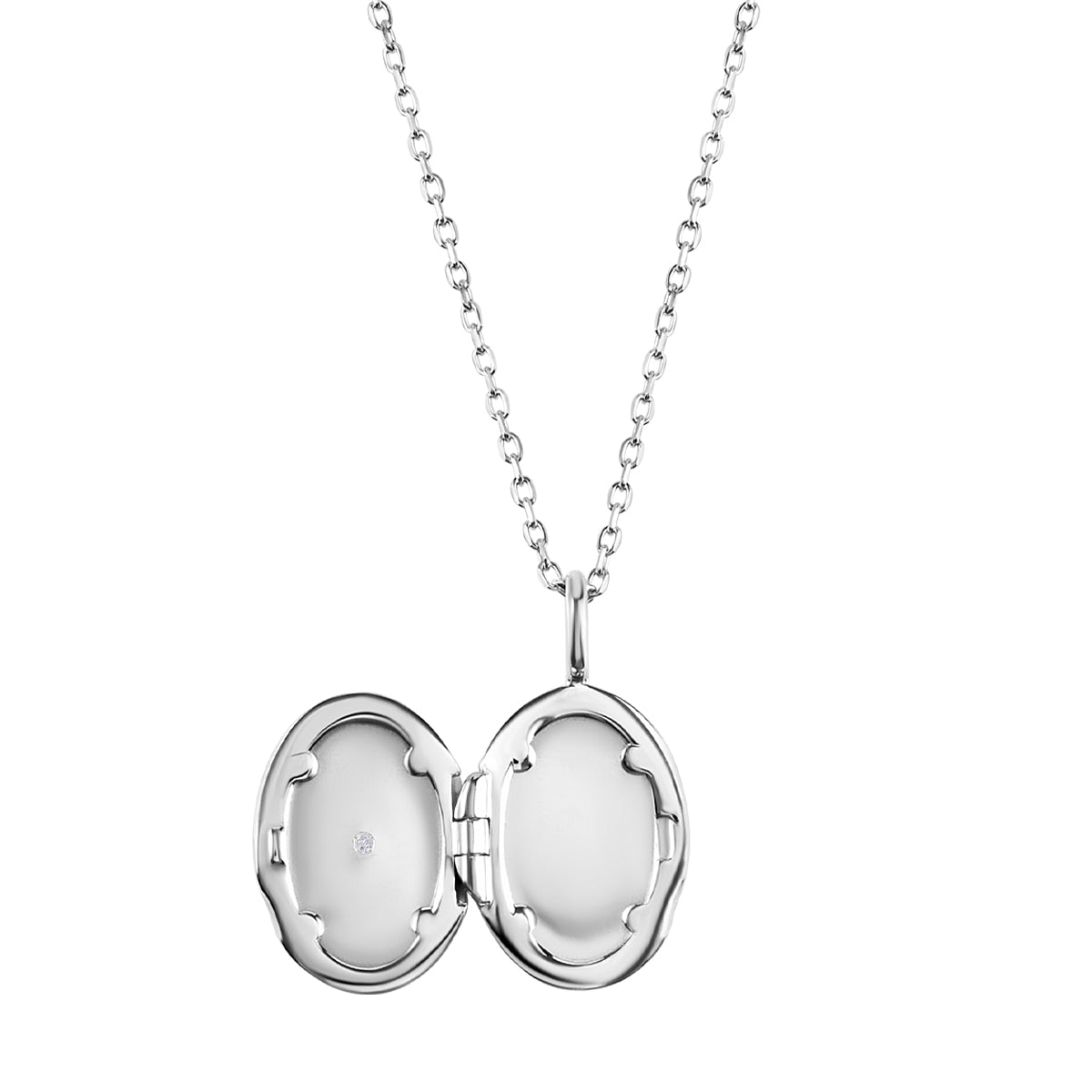 Naszyjnik srebrny z owalnym puzderkiem