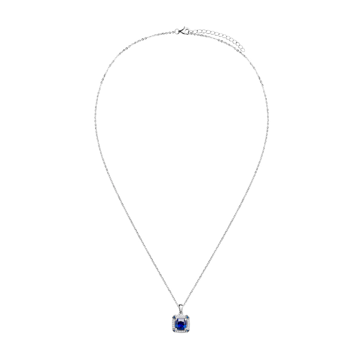 Naszyjnik srebrny z granatowymi cyrkoniami - vintage