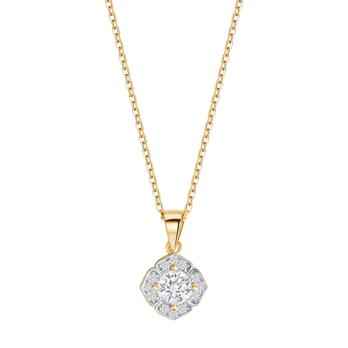 Naszyjnik srebrny pozłacany z cyrkoniami - kwiat