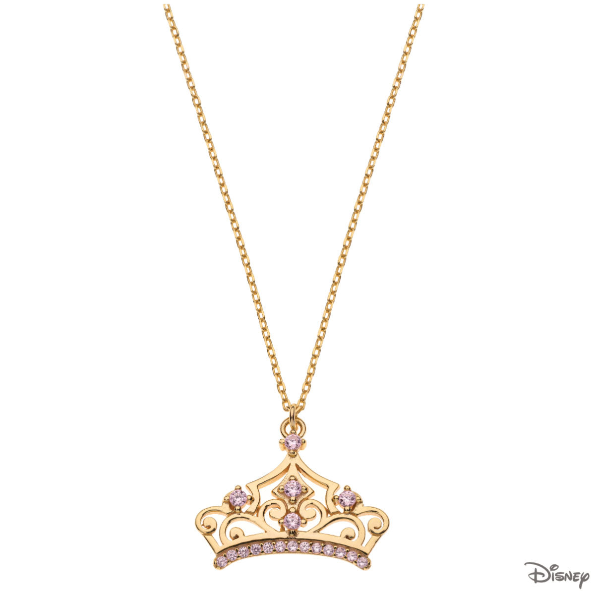 Naszyjnik srebrny pozłacany z cyrkonią - korona - Disney