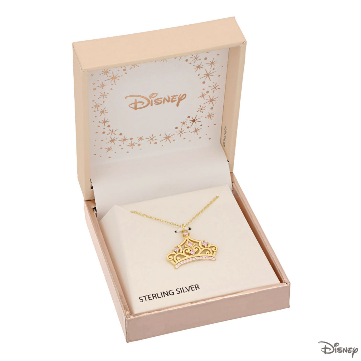 Naszyjnik srebrny pozłacany z cyrkonią - korona - Disney