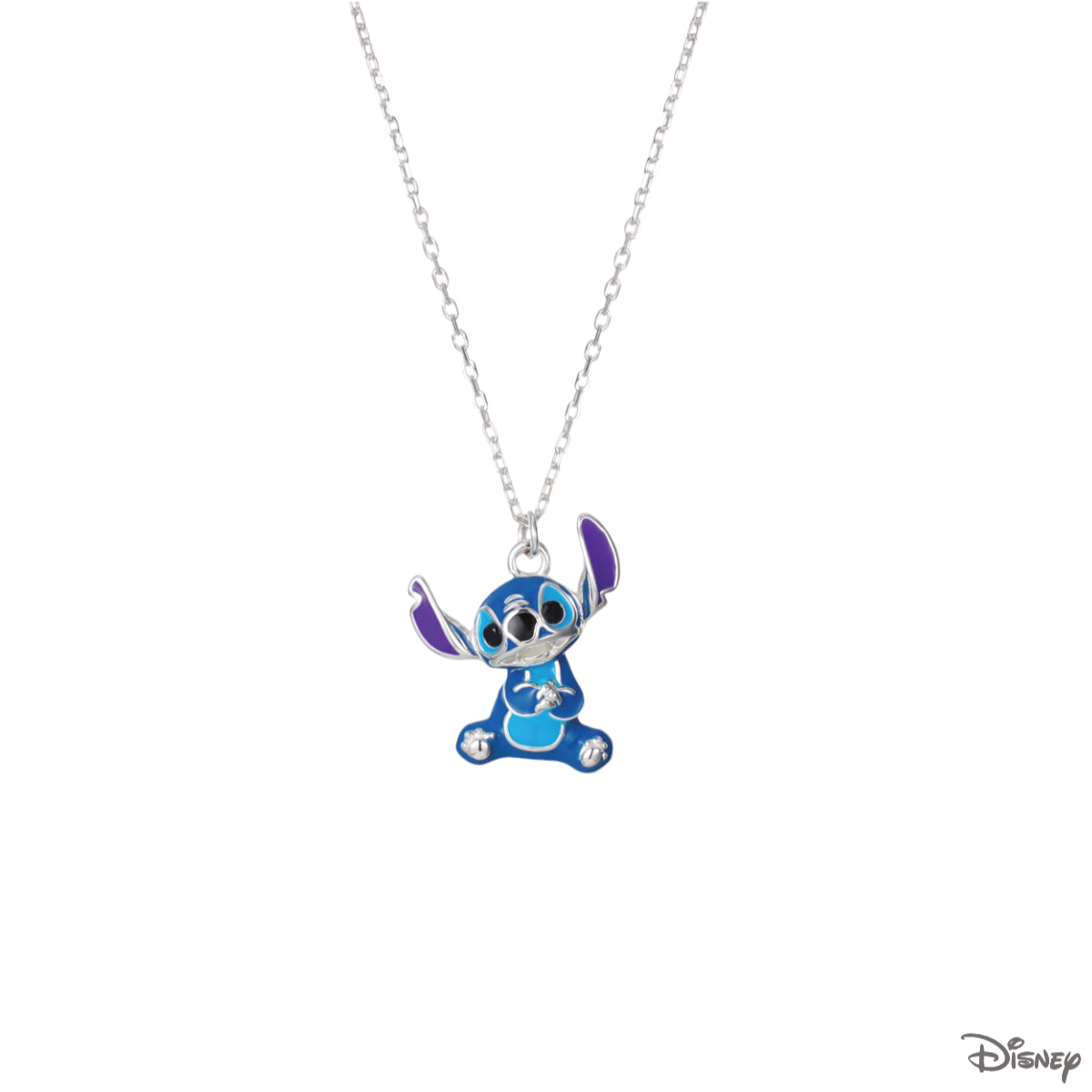 Naszyjnik srebrny z niebieską emalią - Stitch - Disney
