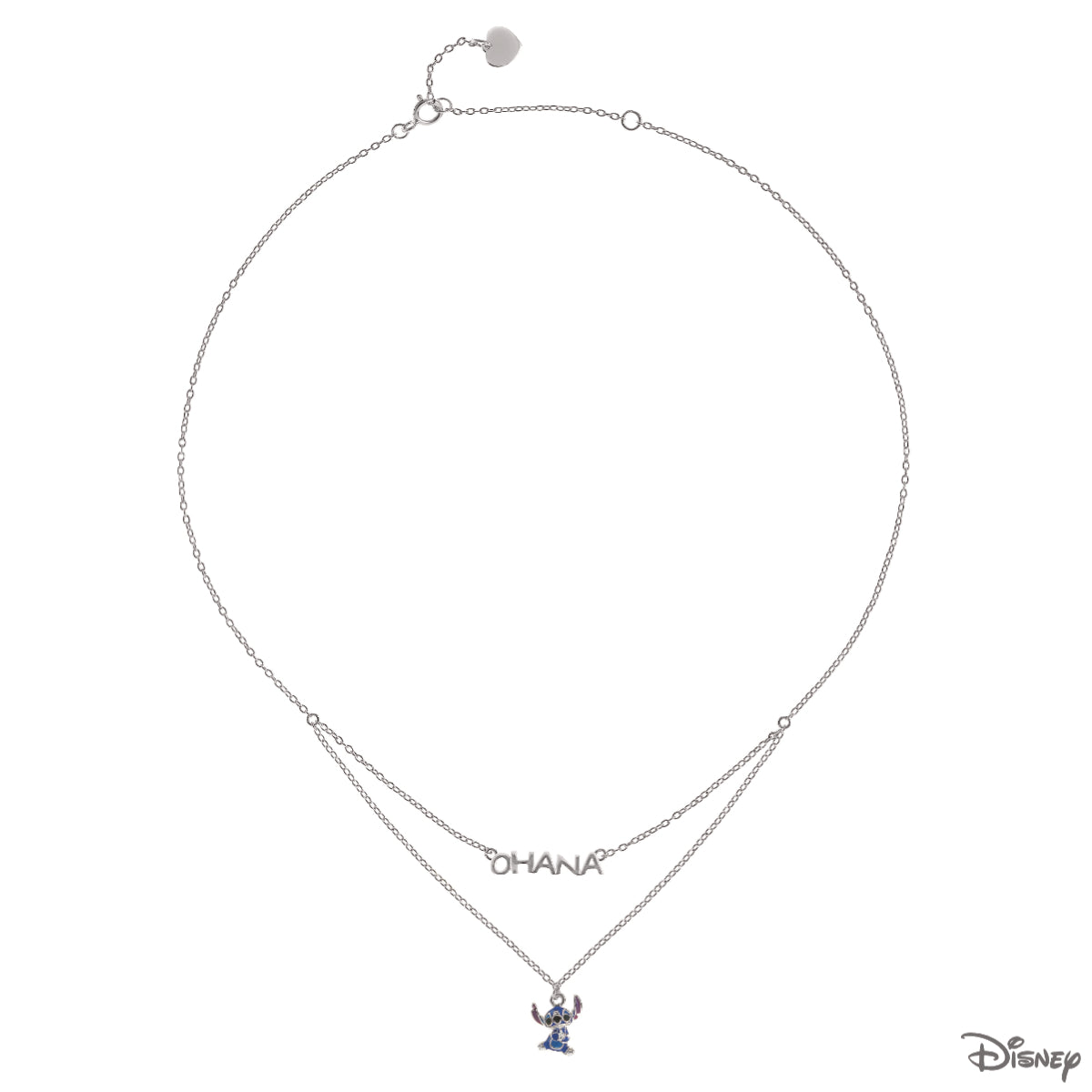 Naszyjnik srebrny z niebieską emalią - Stitch - Disney