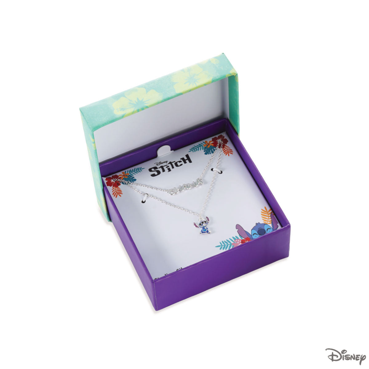 Naszyjnik srebrny z niebieską emalią - Stitch - Disney
