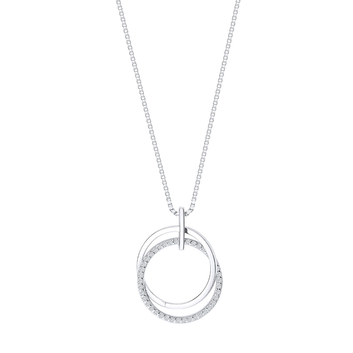 Naszyjnik srebrny z cyrkoniami - koła