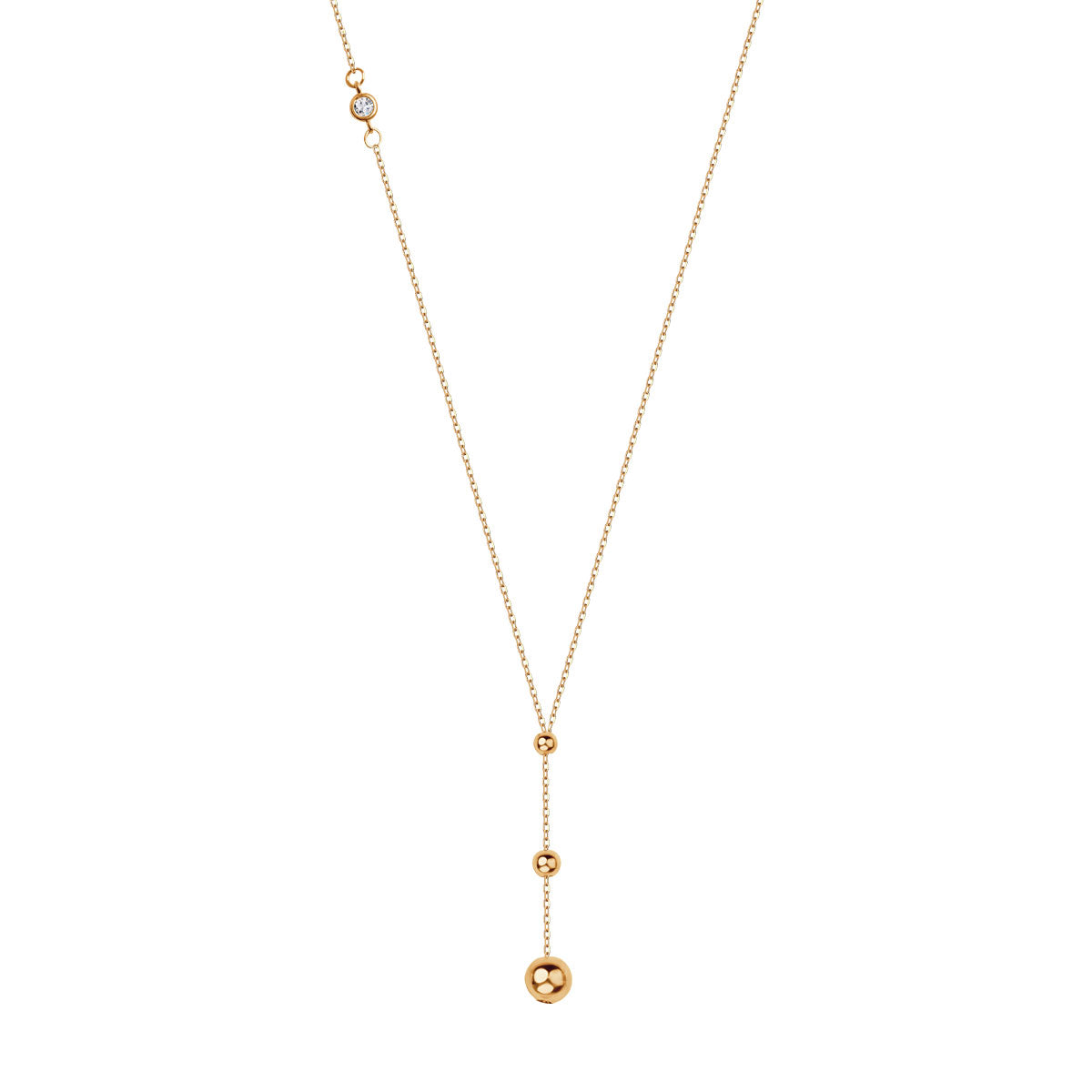 Naszyjnik złoty krawatka z cyrkonią - kulki