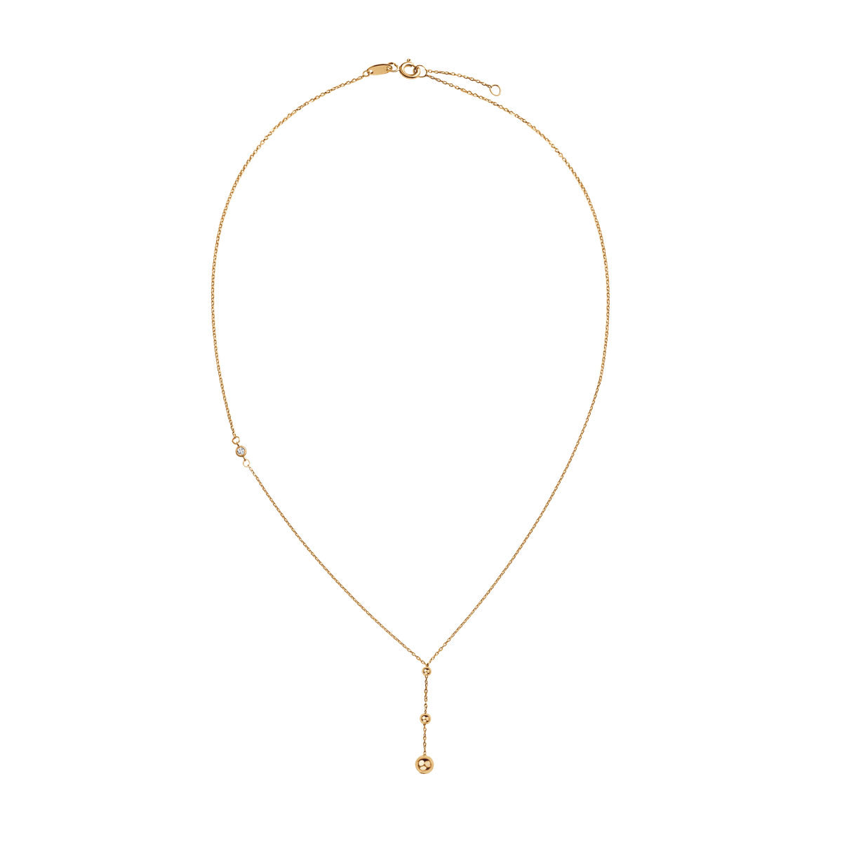 Naszyjnik złoty krawatka z cyrkonią - kulki